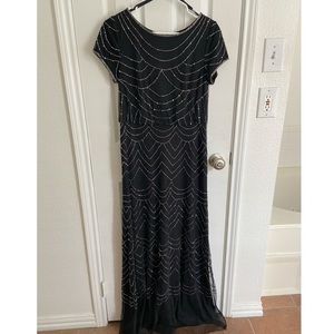 Adrianna Papell Beaded Blouson Gown Black